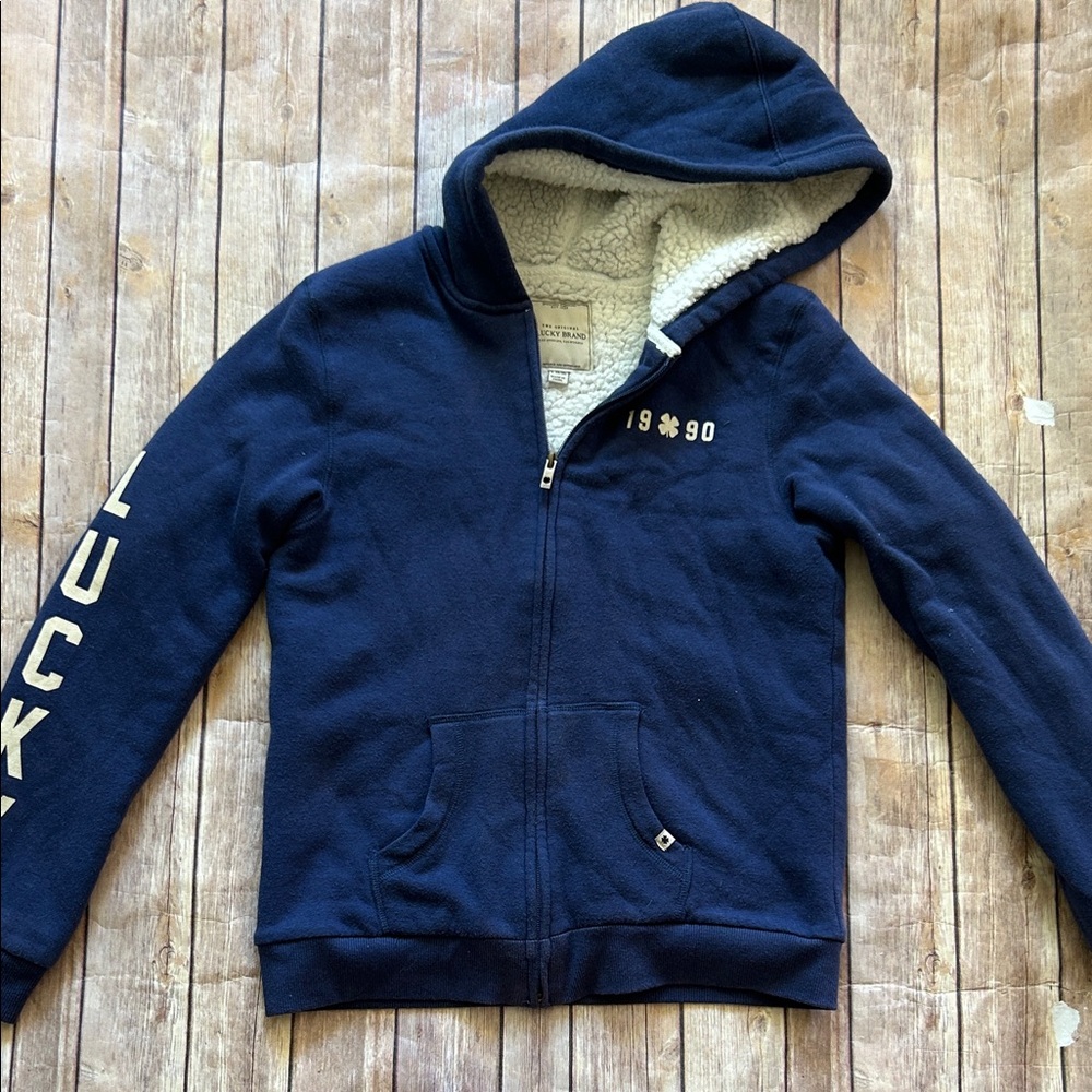 Lucky Brand Navy Kids Hoodie with Sherpa Lining